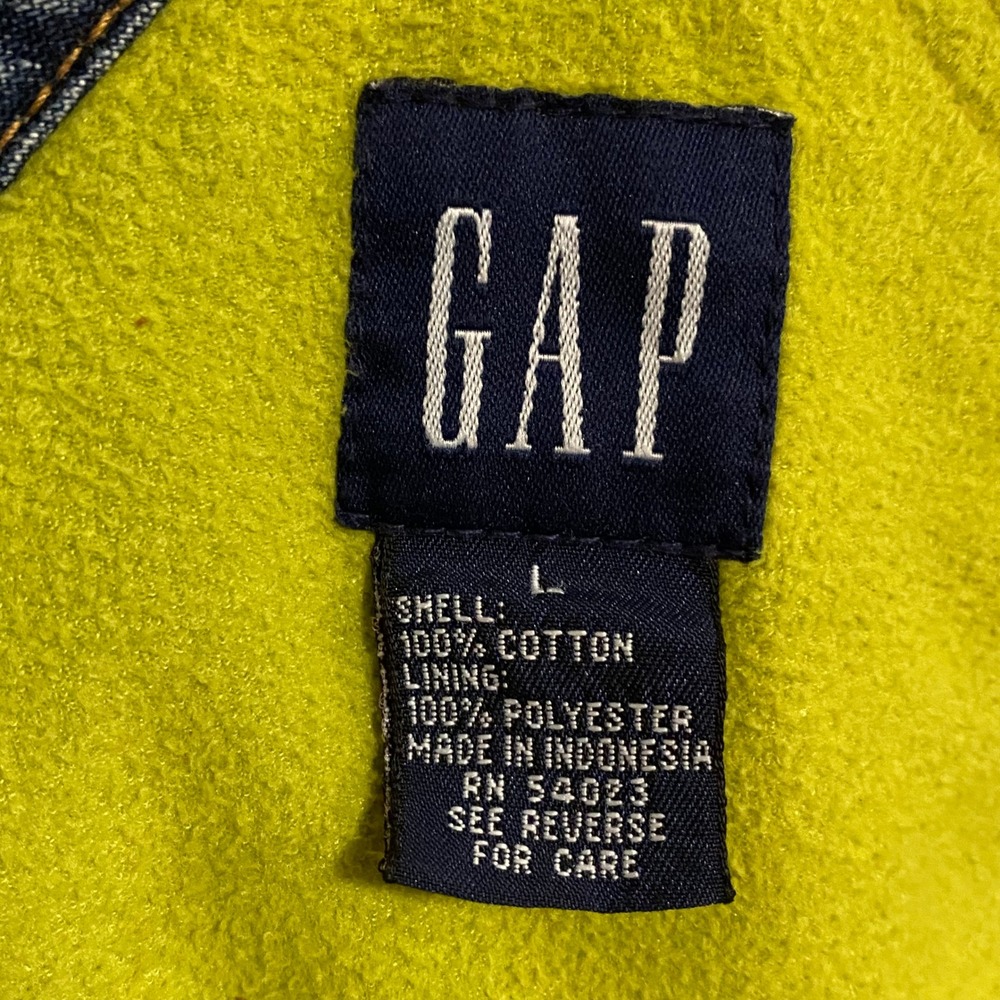Retro Gorpcore GAP Denim Overalls Womens L Blue Fleece Lined Bib Workwear - Picture 4 of 6